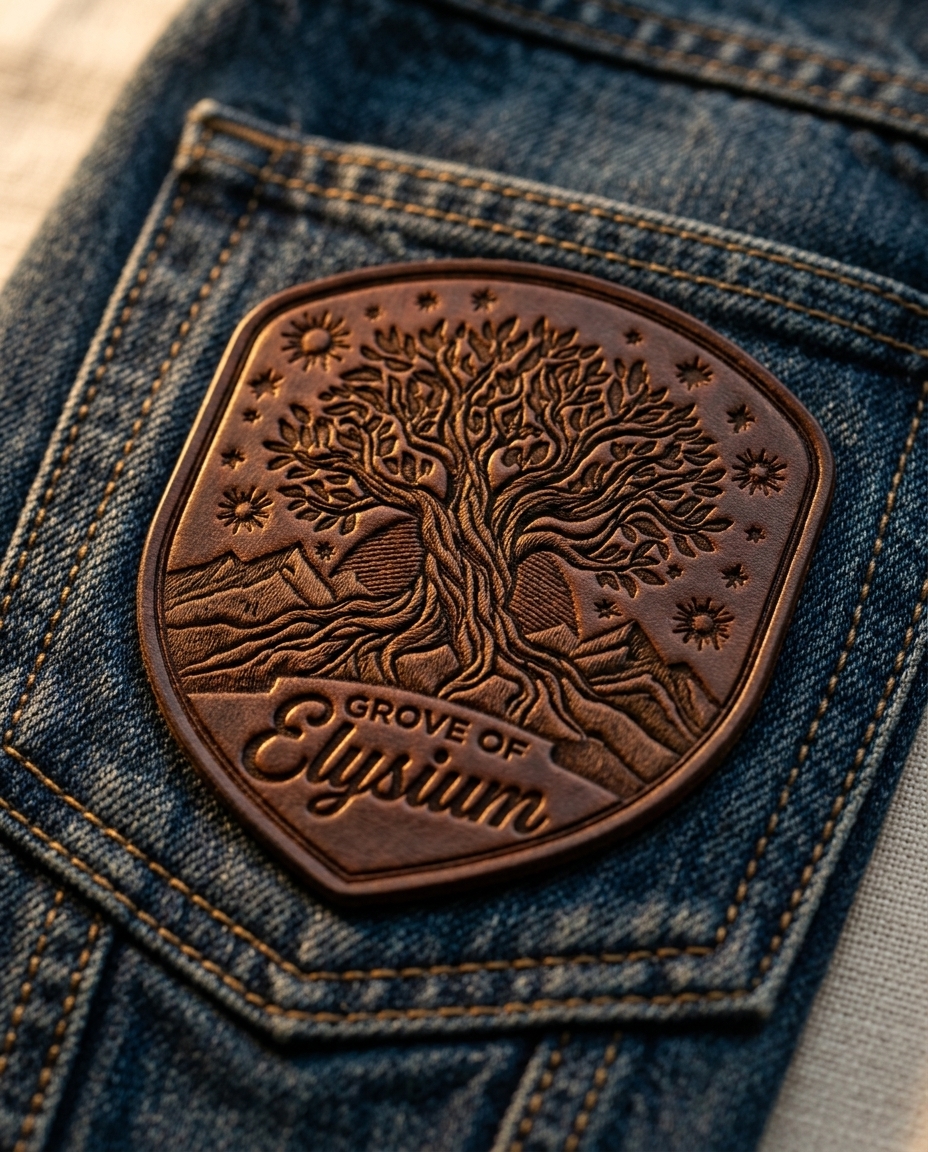 Laser-engraved leather patch