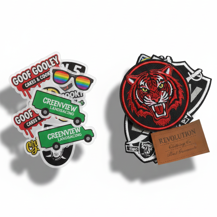 Close up of a custom PVC Patch and DTF transfer